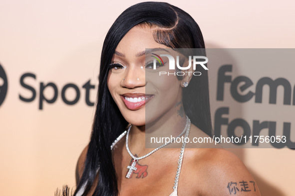 GloRilla (Gloria Hallelujah Woods) arrives at the 3rd Annual Femme It Forward 'Give Her FlowHERS' Awards Gala 2024 held at The Beverly Hilto...