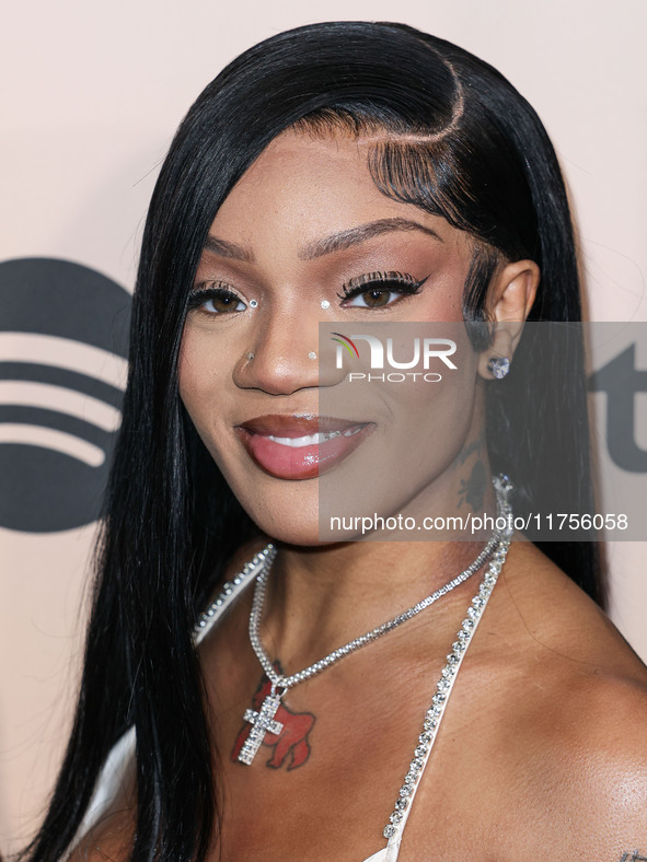 GloRilla (Gloria Hallelujah Woods) arrives at the 3rd Annual Femme It Forward 'Give Her FlowHERS' Awards Gala 2024 held at The Beverly Hilto...