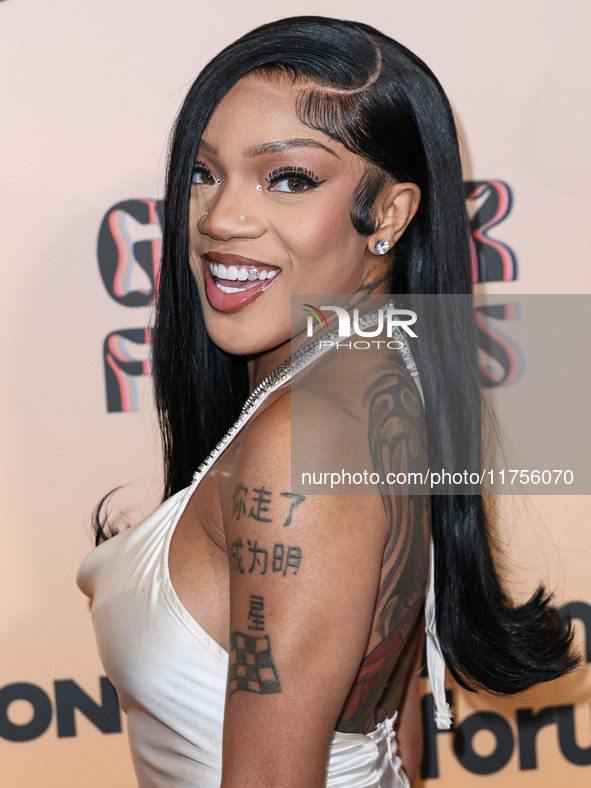 GloRilla (Gloria Hallelujah Woods) arrives at the 3rd Annual Femme It Forward 'Give Her FlowHERS' Awards Gala 2024 held at The Beverly Hilto...