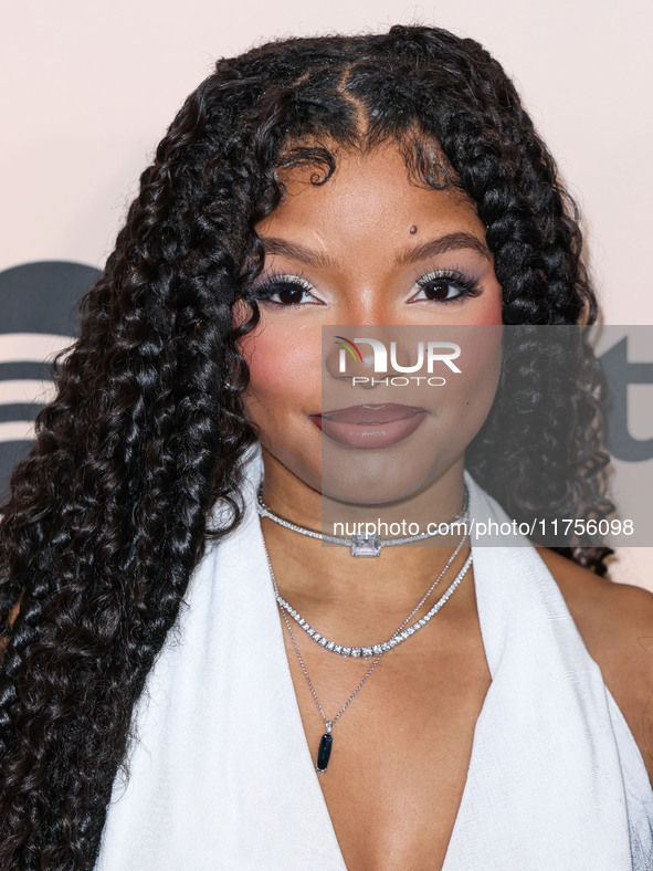 Halle Bailey arrives at the 3rd Annual Femme It Forward 'Give Her FlowHERS' Awards Gala 2024 held at The Beverly Hilton Hotel on November 8,...