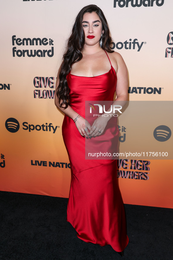 Lauren Jauregui arrives at the 3rd Annual Femme It Forward 'Give Her FlowHERS' Awards Gala 2024 held at The Beverly Hilton Hotel on November...