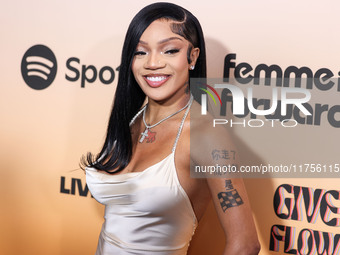 GloRilla (Gloria Hallelujah Woods) arrives at the 3rd Annual Femme It Forward 'Give Her FlowHERS' Awards Gala 2024 held at The Beverly Hilto...