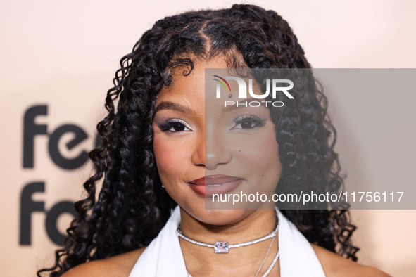 Halle Bailey arrives at the 3rd Annual Femme It Forward 'Give Her FlowHERS' Awards Gala 2024 held at The Beverly Hilton Hotel on November 8,...