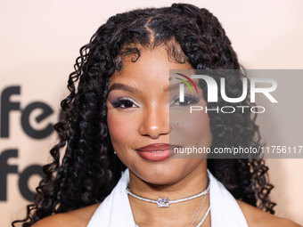 Halle Bailey arrives at the 3rd Annual Femme It Forward 'Give Her FlowHERS' Awards Gala 2024 held at The Beverly Hilton Hotel on November 8,...