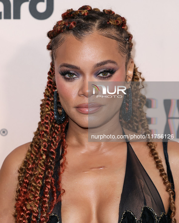 Andra Day arrives at the 3rd Annual Femme It Forward 'Give Her FlowHERS' Awards Gala 2024 held at The Beverly Hilton Hotel on November 8, 20...