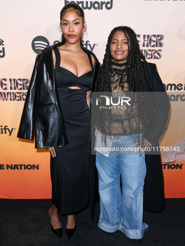 Payton Moore and Ambre arrive at the 3rd Annual Femme It Forward 'Give Her FlowHERS' Awards Gala 2024 held at The Beverly Hilton Hotel on No...