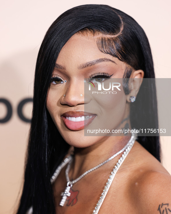 GloRilla (Gloria Hallelujah Woods) arrives at the 3rd Annual Femme It Forward 'Give Her FlowHERS' Awards Gala 2024 held at The Beverly Hilto...