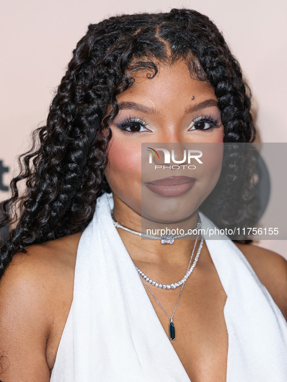 Halle Bailey arrives at the 3rd Annual Femme It Forward 'Give Her FlowHERS' Awards Gala 2024 held at The Beverly Hilton Hotel on November 8,...