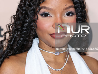 Halle Bailey arrives at the 3rd Annual Femme It Forward 'Give Her FlowHERS' Awards Gala 2024 held at The Beverly Hilton Hotel on November 8,...