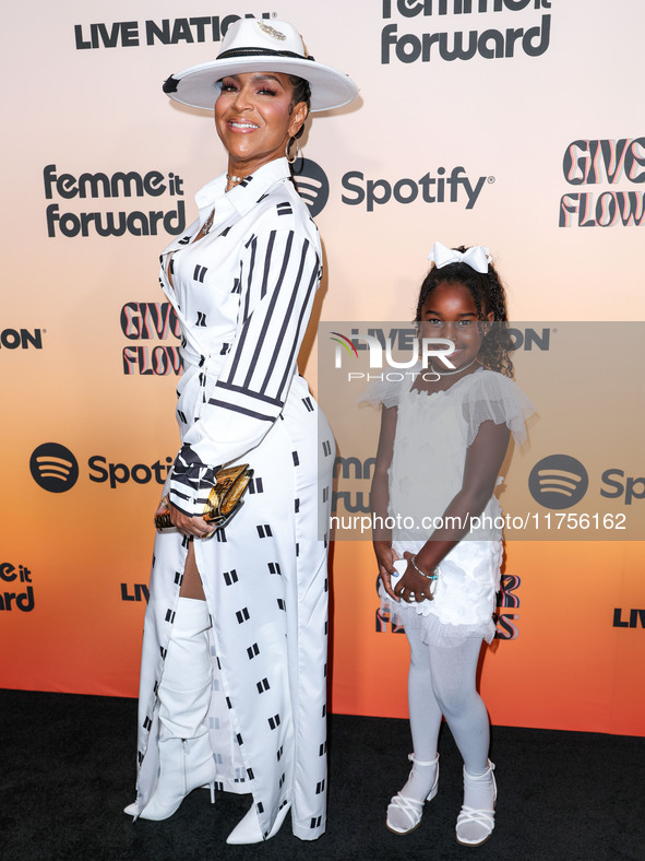 LisaRaye McCoy and daughter Bella Rae arrive at the 3rd Annual Femme It Forward 'Give Her FlowHERS' Awards Gala 2024 held at The Beverly Hil...