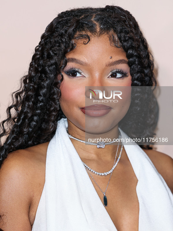 Halle Bailey arrives at the 3rd Annual Femme It Forward 'Give Her FlowHERS' Awards Gala 2024 held at The Beverly Hilton Hotel on November 8,...