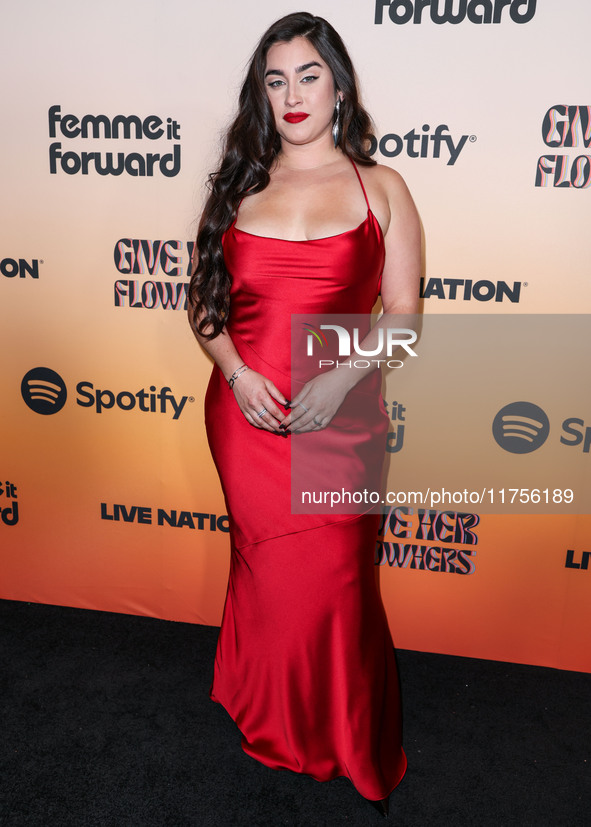 Lauren Jauregui arrives at the 3rd Annual Femme It Forward 'Give Her FlowHERS' Awards Gala 2024 held at The Beverly Hilton Hotel on November...