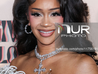 Saweetie (Diamonte Quiava Valentin Harper) arrives at the 3rd Annual Femme It Forward 'Give Her FlowHERS' Awards Gala 2024 held at The Bever...