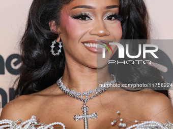 Saweetie (Diamonte Quiava Valentin Harper) arrives at the 3rd Annual Femme It Forward 'Give Her FlowHERS' Awards Gala 2024 held at The Bever...