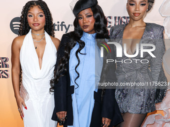 Halle Bailey, Heather Lowery and Chloe Bailey arrive at the 3rd Annual Femme It Forward 'Give Her FlowHERS' Awards Gala 2024 held at The Bev...