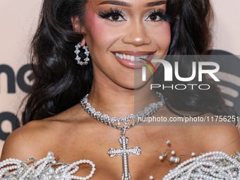 Saweetie (Diamonte Quiava Valentin Harper) arrives at the 3rd Annual Femme It Forward 'Give Her FlowHERS' Awards Gala 2024 held at The Bever...