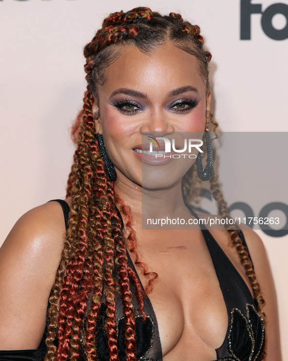 Andra Day arrives at the 3rd Annual Femme It Forward 'Give Her FlowHERS' Awards Gala 2024 held at The Beverly Hilton Hotel on November 8, 20...