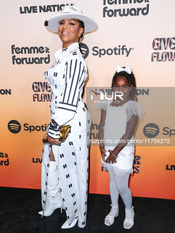 LisaRaye McCoy and daughter Bella Rae arrive at the 3rd Annual Femme It Forward 'Give Her FlowHERS' Awards Gala 2024 held at The Beverly Hil...