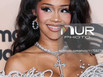 Saweetie (Diamonte Quiava Valentin Harper) arrives at the 3rd Annual Femme It Forward 'Give Her FlowHERS' Awards Gala 2024 held at The Bever...