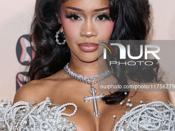 Saweetie (Diamonte Quiava Valentin Harper) arrives at the 3rd Annual Femme It Forward 'Give Her FlowHERS' Awards Gala 2024 held at The Bever...