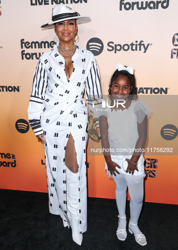 LisaRaye McCoy and daughter Bella Rae arrive at the 3rd Annual Femme It Forward 'Give Her FlowHERS' Awards Gala 2024 held at The Beverly Hil...