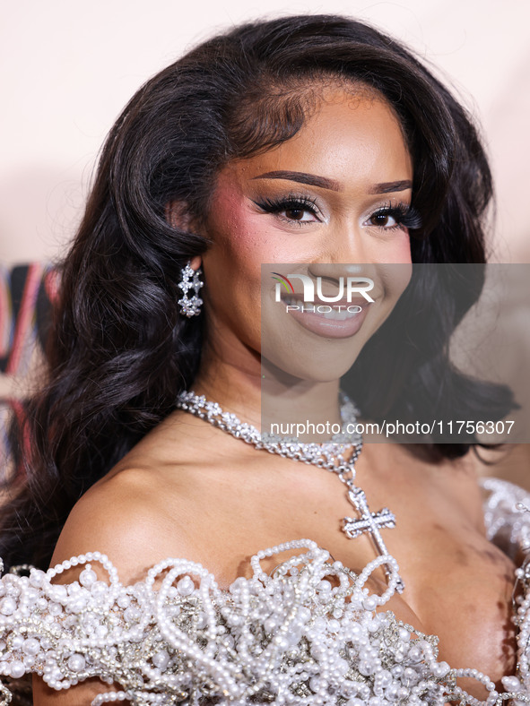 Saweetie (Diamonte Quiava Valentin Harper) arrives at the 3rd Annual Femme It Forward 'Give Her FlowHERS' Awards Gala 2024 held at The Bever...