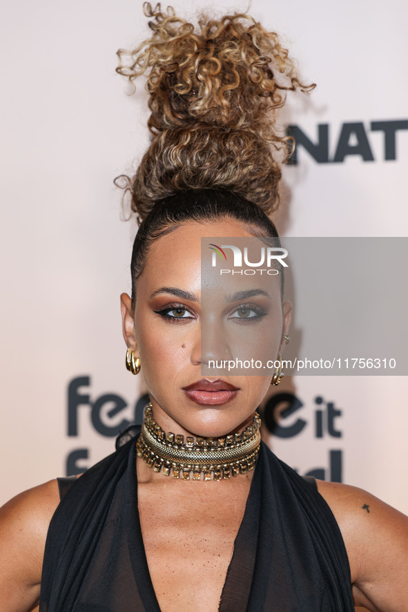 Amanda Reifer arrives at the 3rd Annual Femme It Forward 'Give Her FlowHERS' Awards Gala 2024 held at The Beverly Hilton Hotel on November 8...