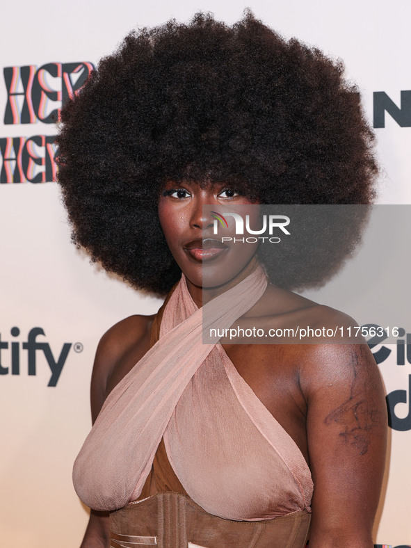 Tanerelle arrives at the 3rd Annual Femme It Forward 'Give Her FlowHERS' Awards Gala 2024 held at The Beverly Hilton Hotel on November 8, 20...