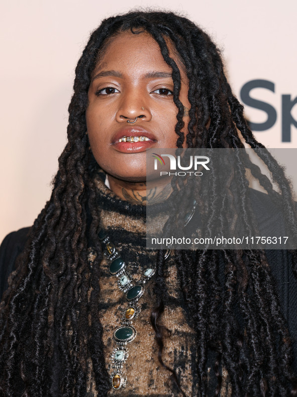 Ambre arrives at the 3rd Annual Femme It Forward 'Give Her FlowHERS' Awards Gala 2024 held at The Beverly Hilton Hotel on November 8, 2024 i...