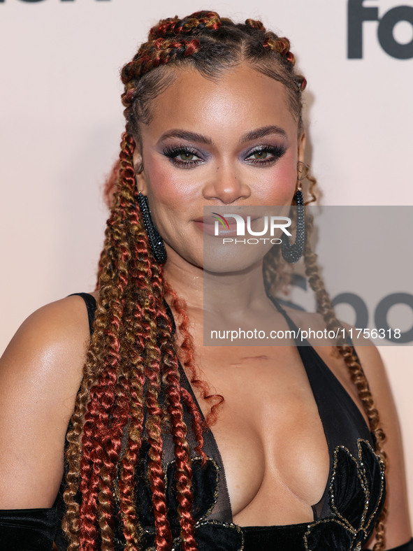 Andra Day arrives at the 3rd Annual Femme It Forward 'Give Her FlowHERS' Awards Gala 2024 held at The Beverly Hilton Hotel on November 8, 20...