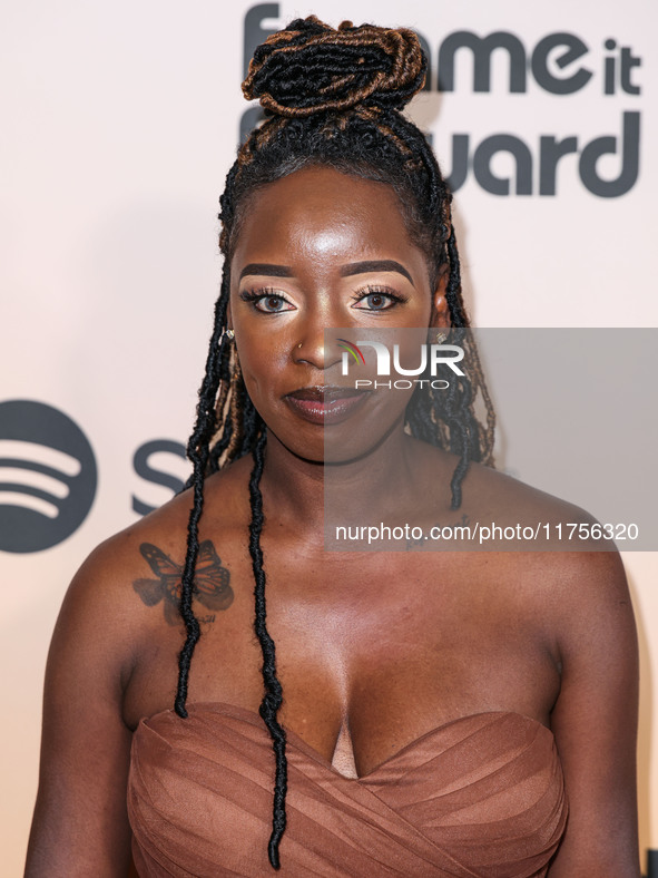 Brittney Boston arrives at the 3rd Annual Femme It Forward 'Give Her FlowHERS' Awards Gala 2024 held at The Beverly Hilton Hotel on November...