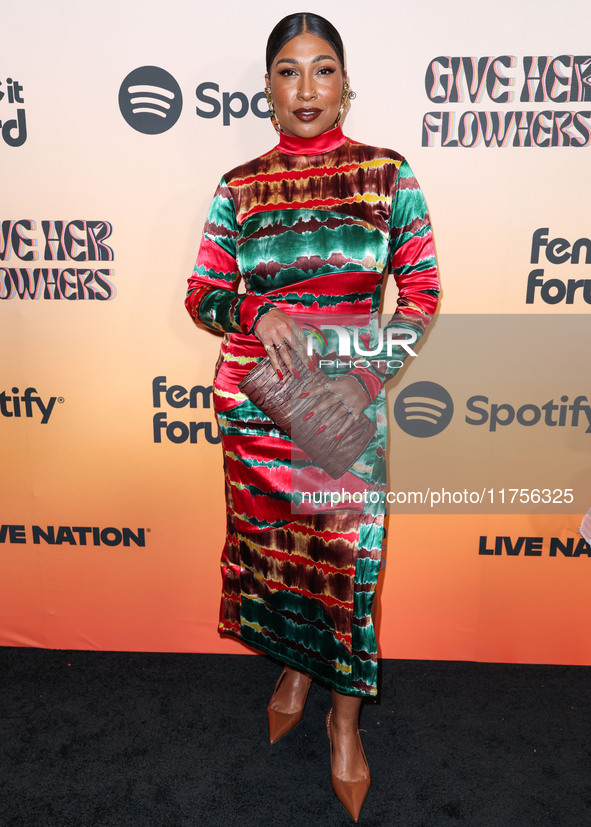 Melanie Fiona arrives at the 3rd Annual Femme It Forward 'Give Her FlowHERS' Awards Gala 2024 held at The Beverly Hilton Hotel on November 8...