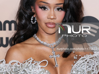 Saweetie (Diamonte Quiava Valentin Harper) arrives at the 3rd Annual Femme It Forward 'Give Her FlowHERS' Awards Gala 2024 held at The Bever...