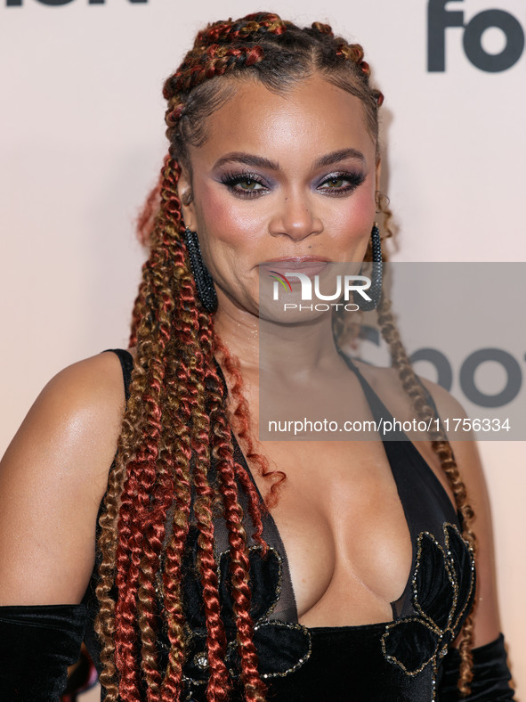 Andra Day arrives at the 3rd Annual Femme It Forward 'Give Her FlowHERS' Awards Gala 2024 held at The Beverly Hilton Hotel on November 8, 20...