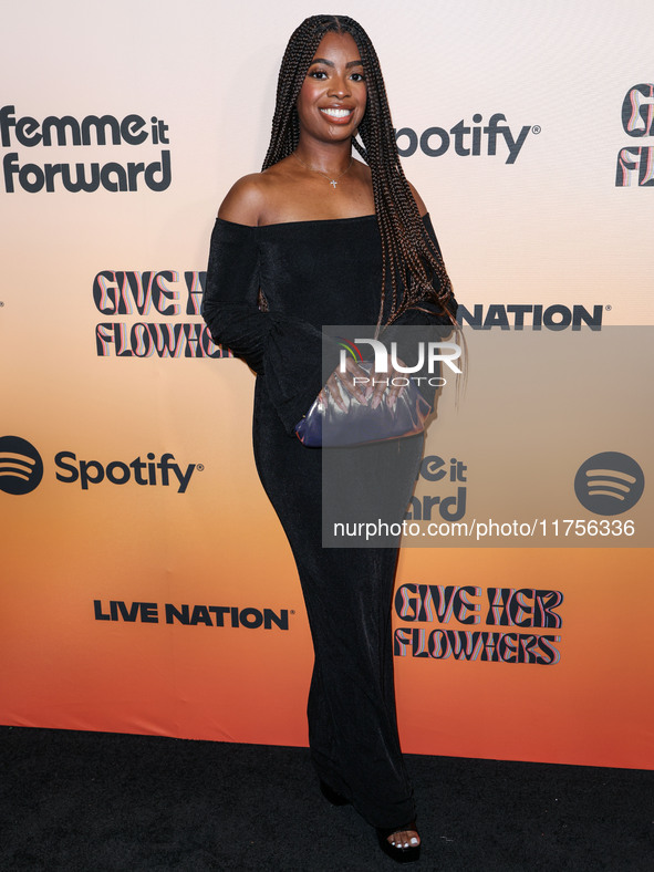 Ashley Moss arrives at the 3rd Annual Femme It Forward 'Give Her FlowHERS' Awards Gala 2024 held at The Beverly Hilton Hotel on November 8,...