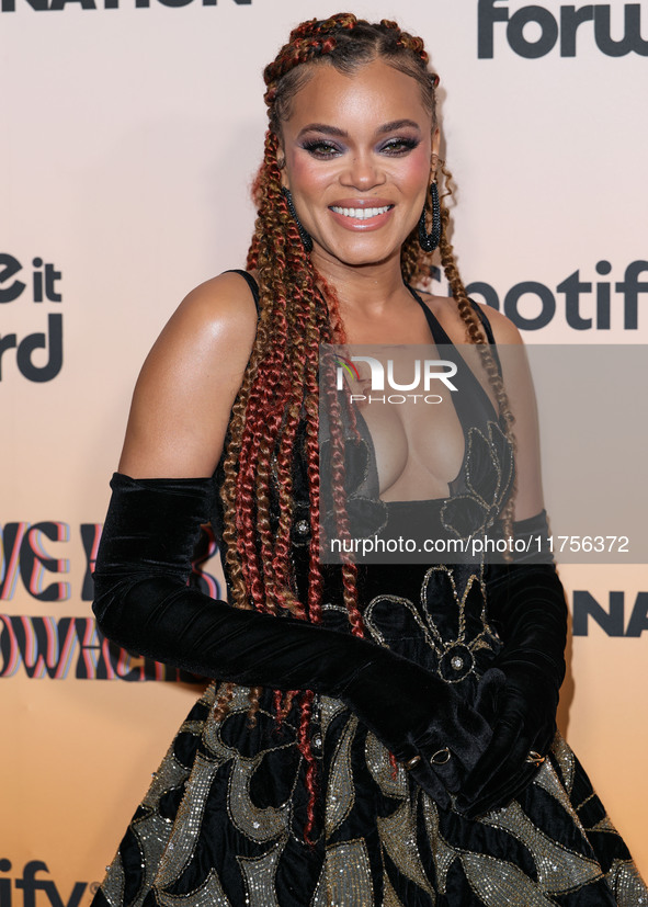 Andra Day arrives at the 3rd Annual Femme It Forward 'Give Her FlowHERS' Awards Gala 2024 held at The Beverly Hilton Hotel on November 8, 20...