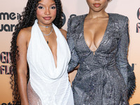 Halle Bailey and sister Chloe Bailey arrive at the 3rd Annual Femme It Forward 'Give Her FlowHERS' Awards Gala 2024 held at The Beverly Hilt...