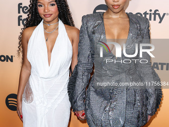 Halle Bailey and sister Chloe Bailey arrive at the 3rd Annual Femme It Forward 'Give Her FlowHERS' Awards Gala 2024 held at The Beverly Hilt...