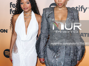 Halle Bailey and sister Chloe Bailey arrive at the 3rd Annual Femme It Forward 'Give Her FlowHERS' Awards Gala 2024 held at The Beverly Hilt...