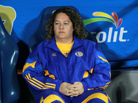 Milagros Martinez, technical director of Tigres Femenil, appears before the match corresponding to the quarterfinals, first leg of the Apert...