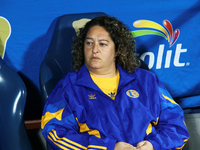 Milagros Martinez, technical director of Tigres Femenil, appears before the match corresponding to the quarterfinals, first leg of the Apert...