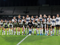 Pumas women's players pose before the first leg quarter-final match of the Apertura 2024 of the Liga BBVA MX Femenil, between Pumas de la UN...