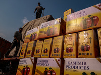 Labourers load apple boxes onto trucks, which are sent to different parts of the country from Asia's second-largest fruit mandi in Sopore, J...