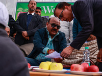 Deputy Chief Minister Surinder Kumar Choudhary is pictured during a program at Asia's second largest fruit mandi in Sopore, Jammu and Kashmi...