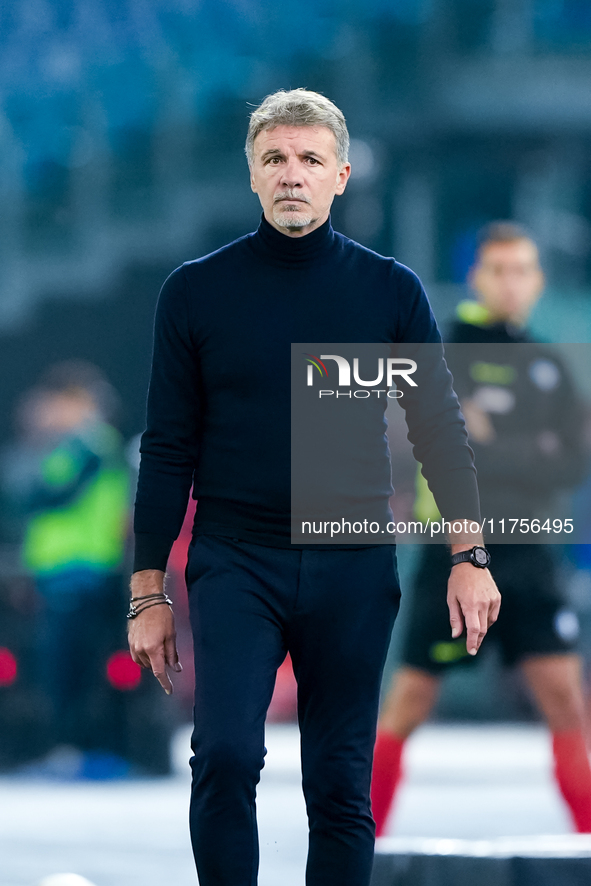 Marco Baroni head coach of SS Lazio looks on during the Serie A Enilive match between SS Lazio and Cagliari Calcio at Stadio Olimpico on Nov...