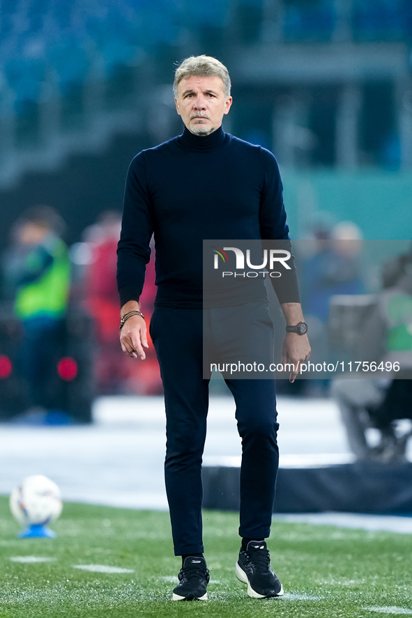 Marco Baroni head coach of SS Lazio looks on during the Serie A Enilive match between SS Lazio and Cagliari Calcio at Stadio Olimpico on Nov...