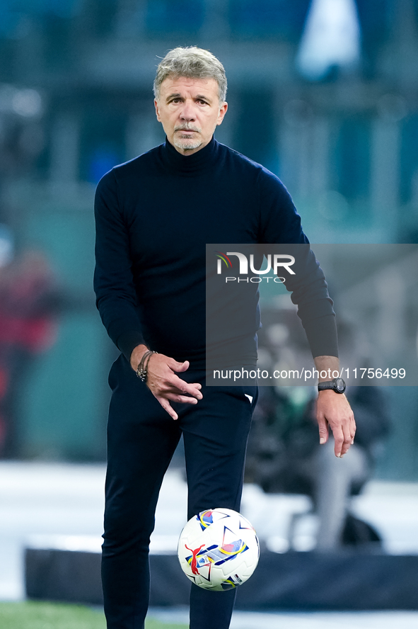 Marco Baroni head coach of SS Lazio looks on during the Serie A Enilive match between SS Lazio and Cagliari Calcio at Stadio Olimpico on Nov...