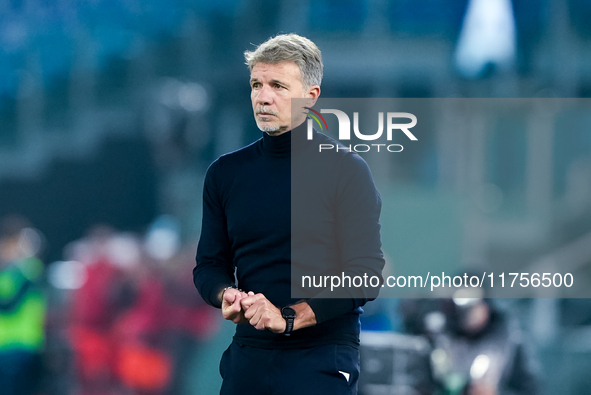 Marco Baroni head coach of SS Lazio looks on during the Serie A Enilive match between SS Lazio and Cagliari Calcio at Stadio Olimpico on Nov...