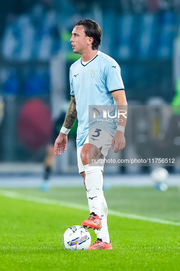 Luca Pellegrini of SS Lazio during the Serie A Enilive match between SS Lazio and Cagliari Calcio at Stadio Olimpico on November 4, 2024 in...