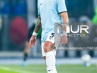 Luca Pellegrini of SS Lazio during the Serie A Enilive match between SS Lazio and Cagliari Calcio at Stadio Olimpico on November 4, 2024 in...